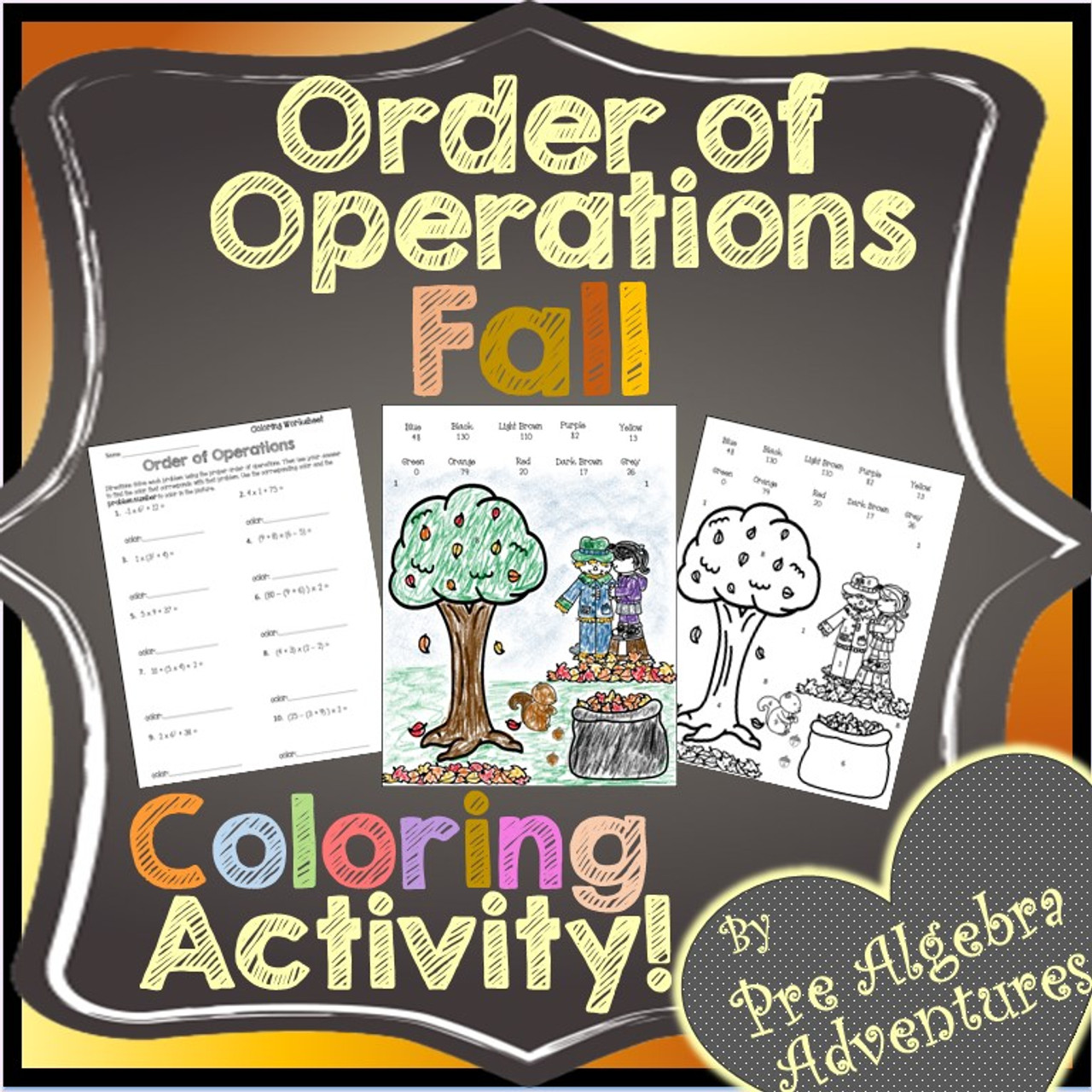 Fall Order of Operations Coloring Activity