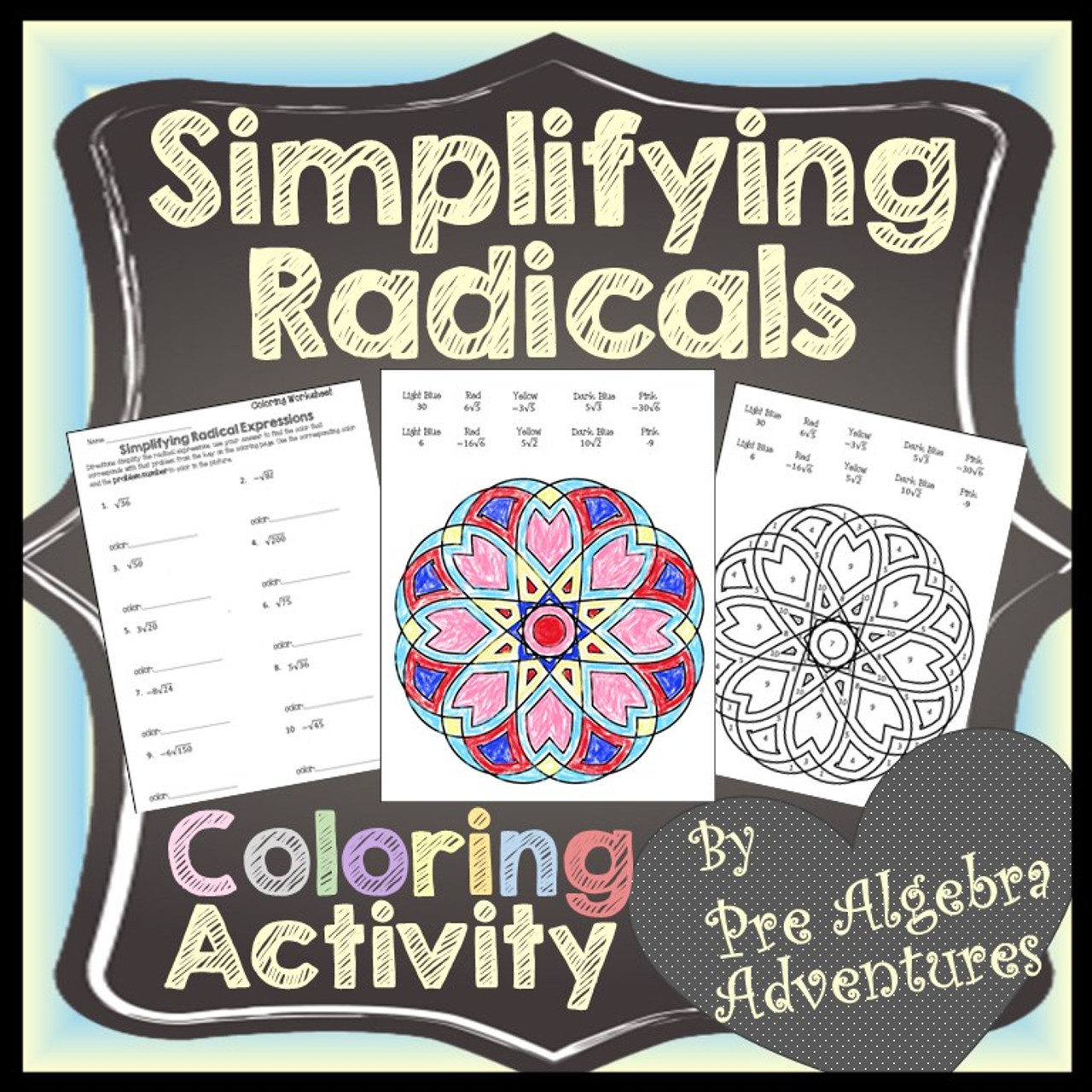 Simplifying Radicals Coloring Activity Within Simplifying Radicals Worksheet Pdf