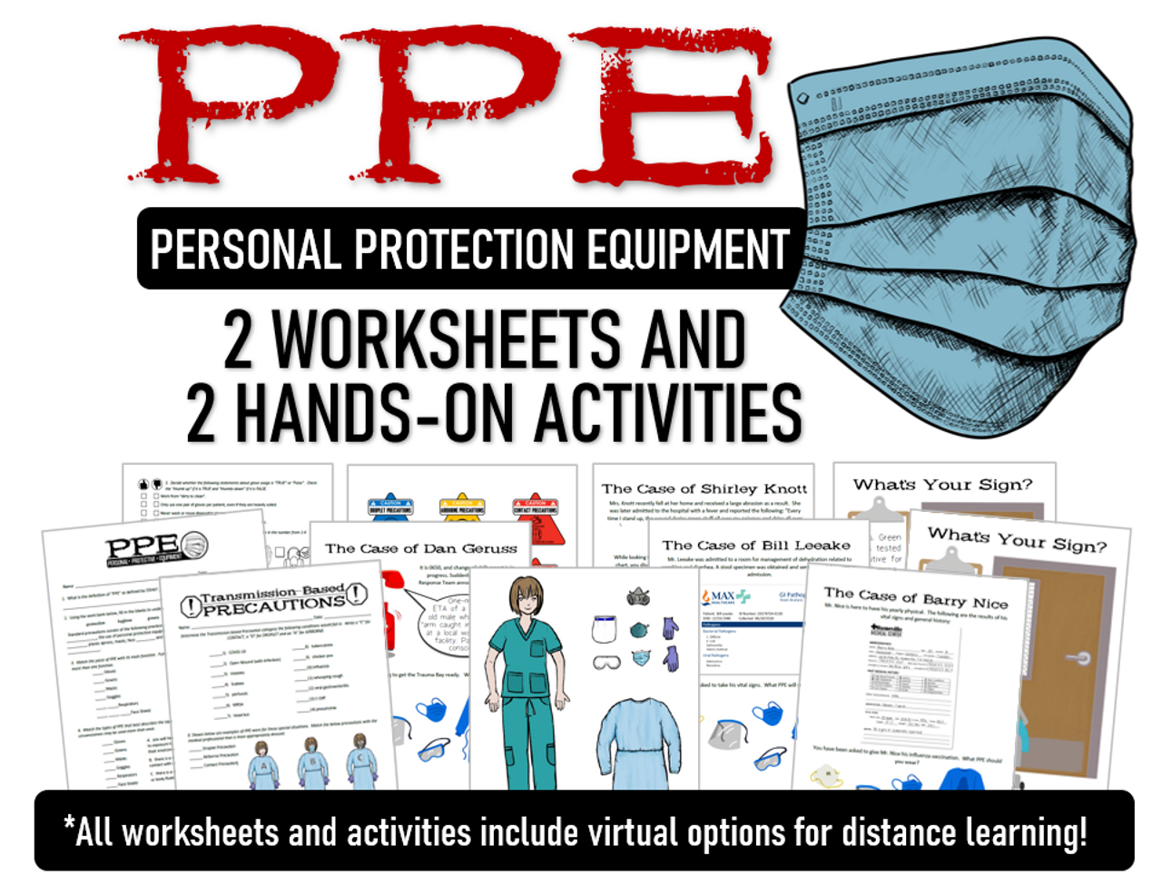 PPE- 2 Worksheets 2 Activities- All with Distance Learning Options!