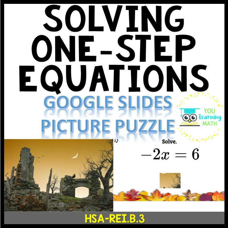 Solving One-Step Equations: Google Slides Picture Puzzle - 20 Problems ...