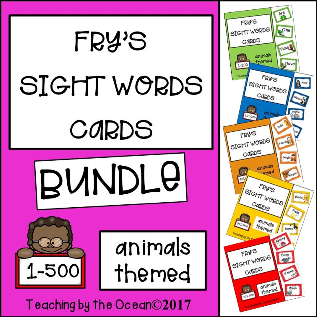 Fry's Sight Words Cards - Animal Themed BUNDLE