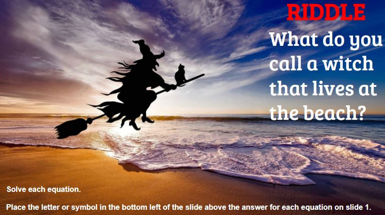 Solving Two-Step Equations: Google Slides Halloween Riddle (10 Problems)