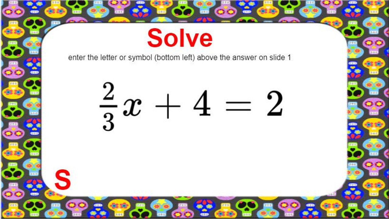 Solving Two-Step Equations: Google Slides Halloween Riddle (10 Problems)