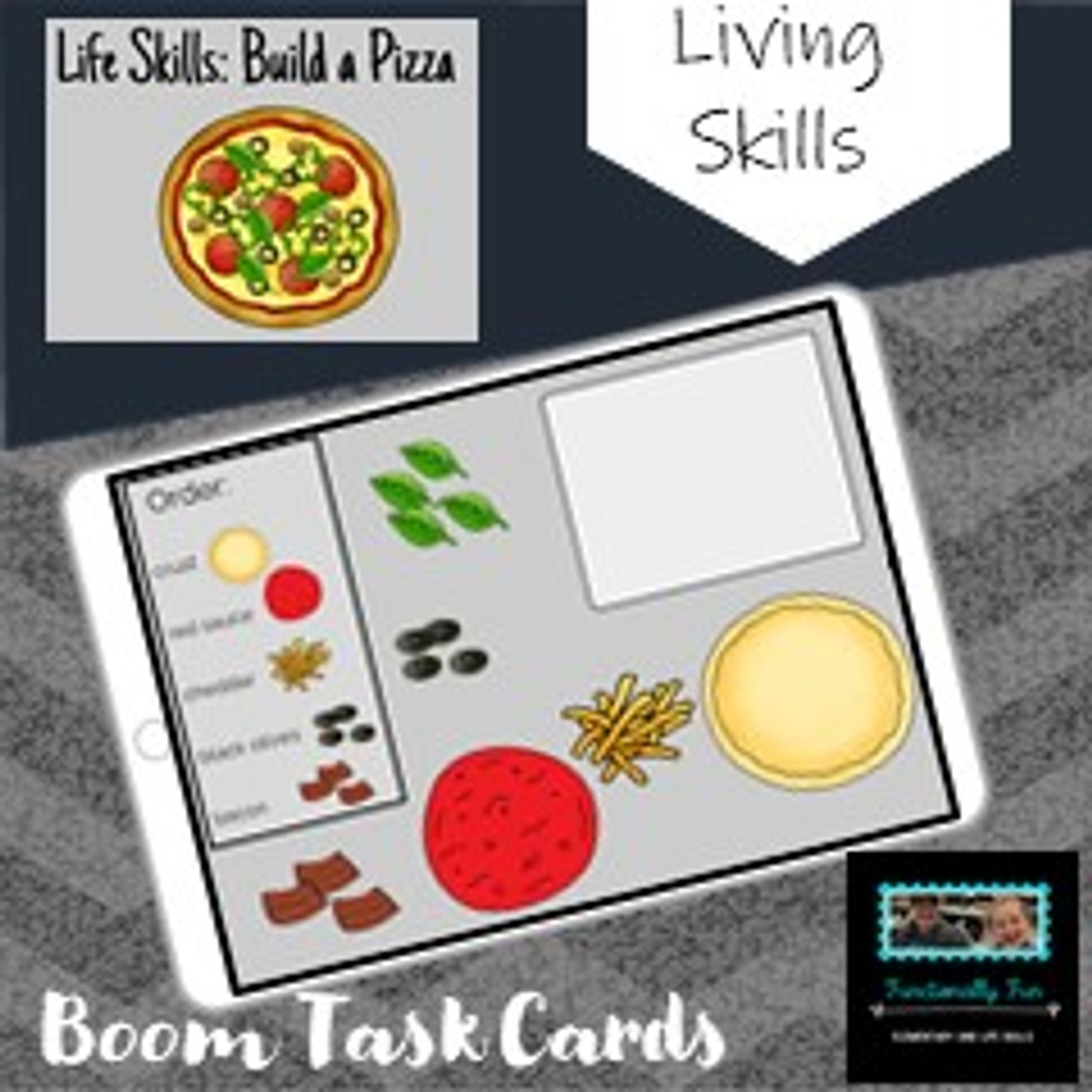 Life Skills: Build a Pizza Boom Cards