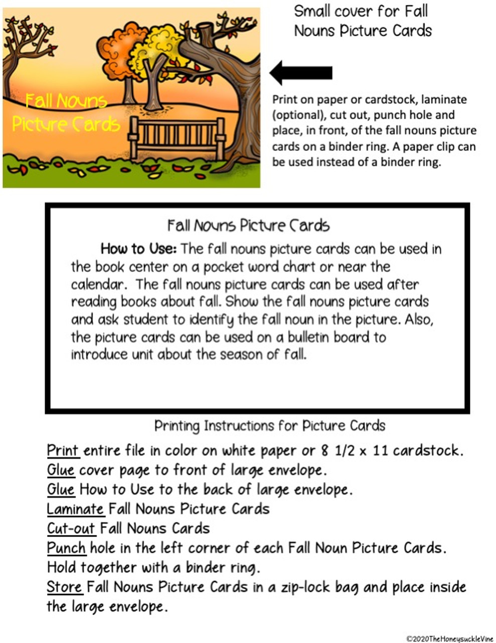 Fall Nouns No Prep Activities - Amped Up Learning