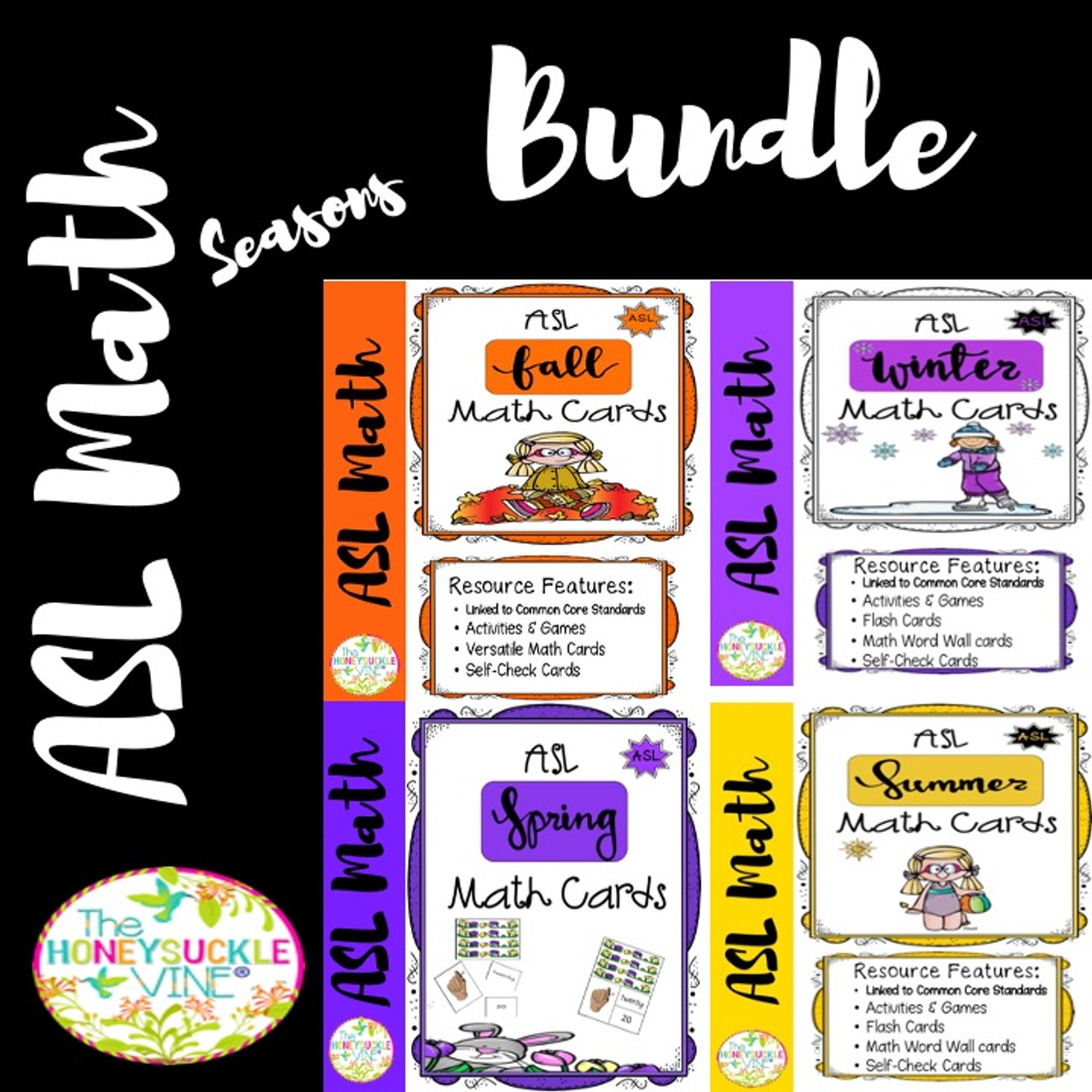 ASL Seasonal Math Cards Bundle Special Education