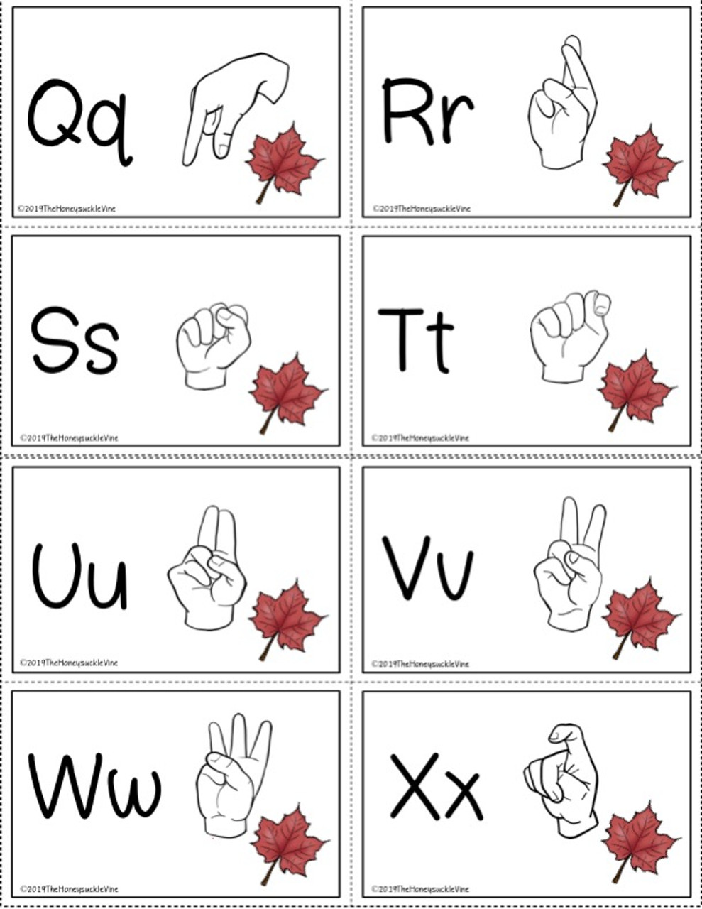 Alphabet cards
(4th page not shown here)