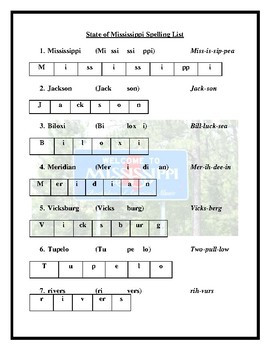 State of Mississippi Spelling List Amped Up Learning