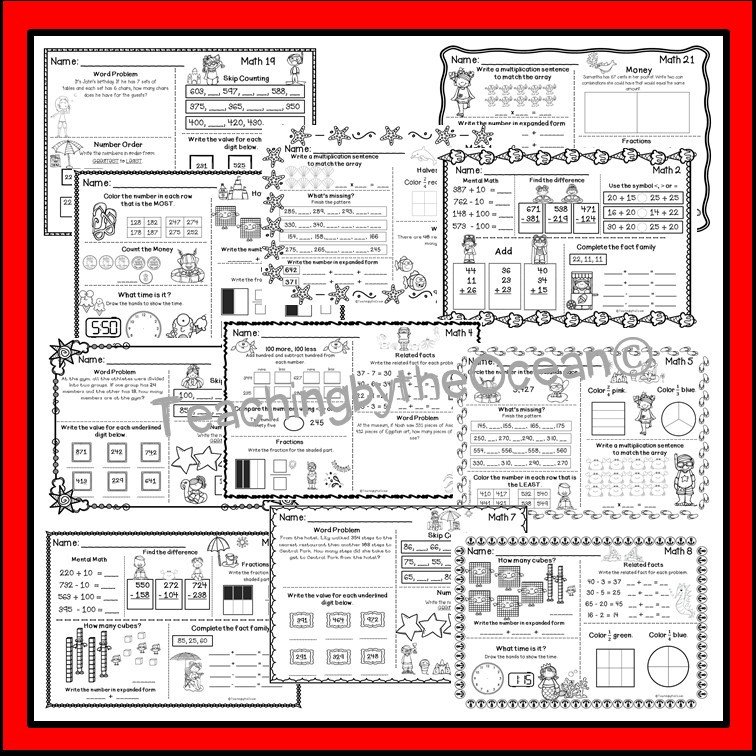 2nd Grade Morning Work – Math – Summer - Amped Up Learning