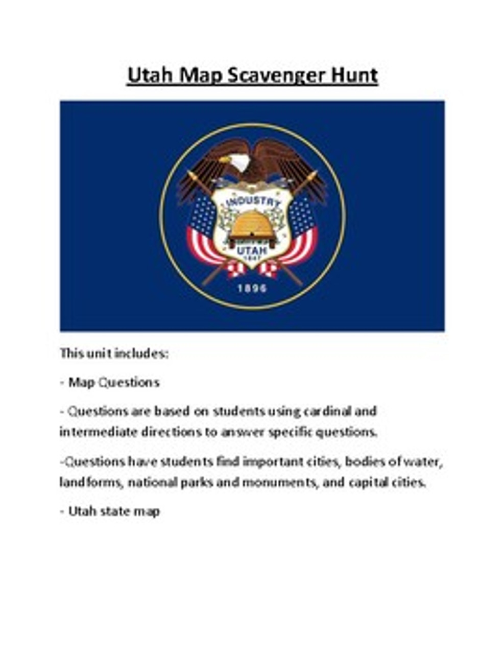 Utah Map Scavenger Hunt Amped Up Learning Utah Map Scavenger Hunt Amped Up Learning