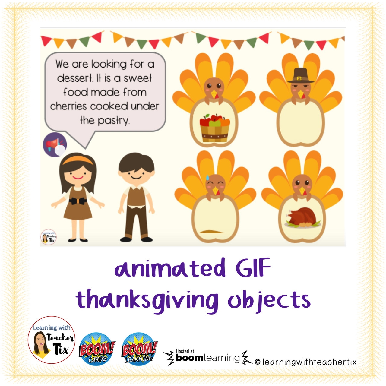 Making Inferences Thanksgiving with animated GIF and Audio Boom Cards