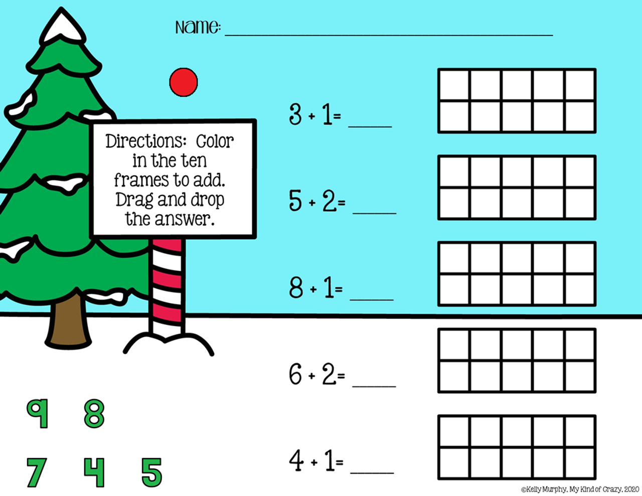 December Math Addition and Subtraction Google Slides