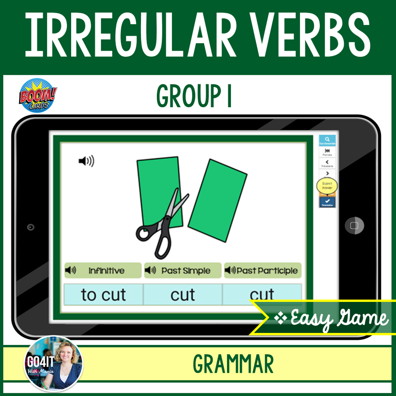 Verb Tenses BOOM CARDS for speech therapy Fall Back to School theme