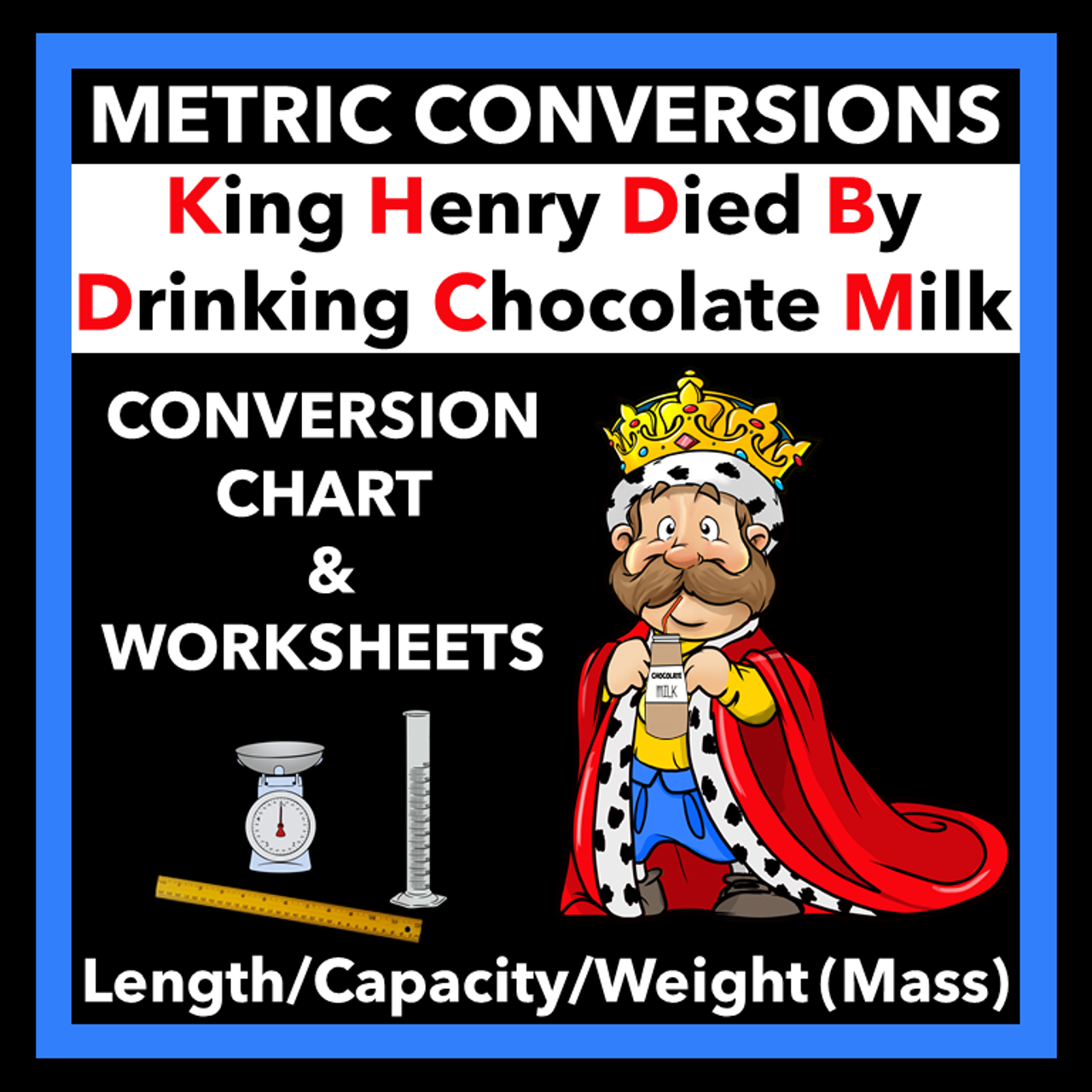 Metric System Worksheets And Conversion Chart King Henry Died By Drinking Chocolate Milk Amped Up Learning