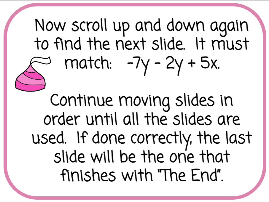 Combining Like Terms Race - Valentine's Day Version
