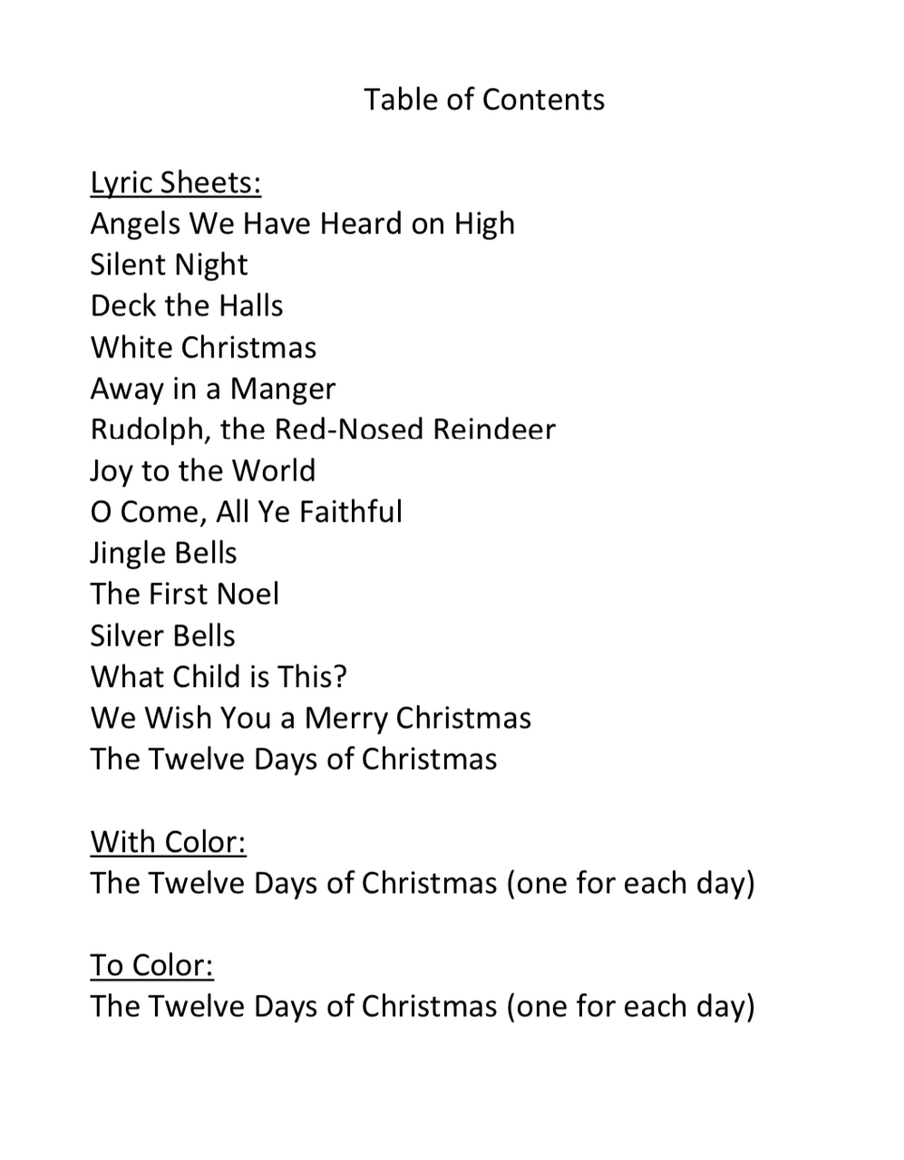 christmas-song-lyric-sheets-with-12-days-coloring-pages for Free Christmas Song Lyrics Printable Christmas Song Lyric Sheets with 12 Days Coloring Pages for Free Christmas Song Lyrics Printable