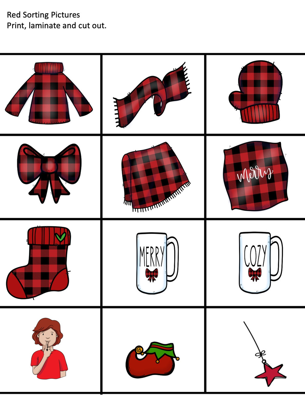 Red & Green Match, Sort and Order Games w/ ASL