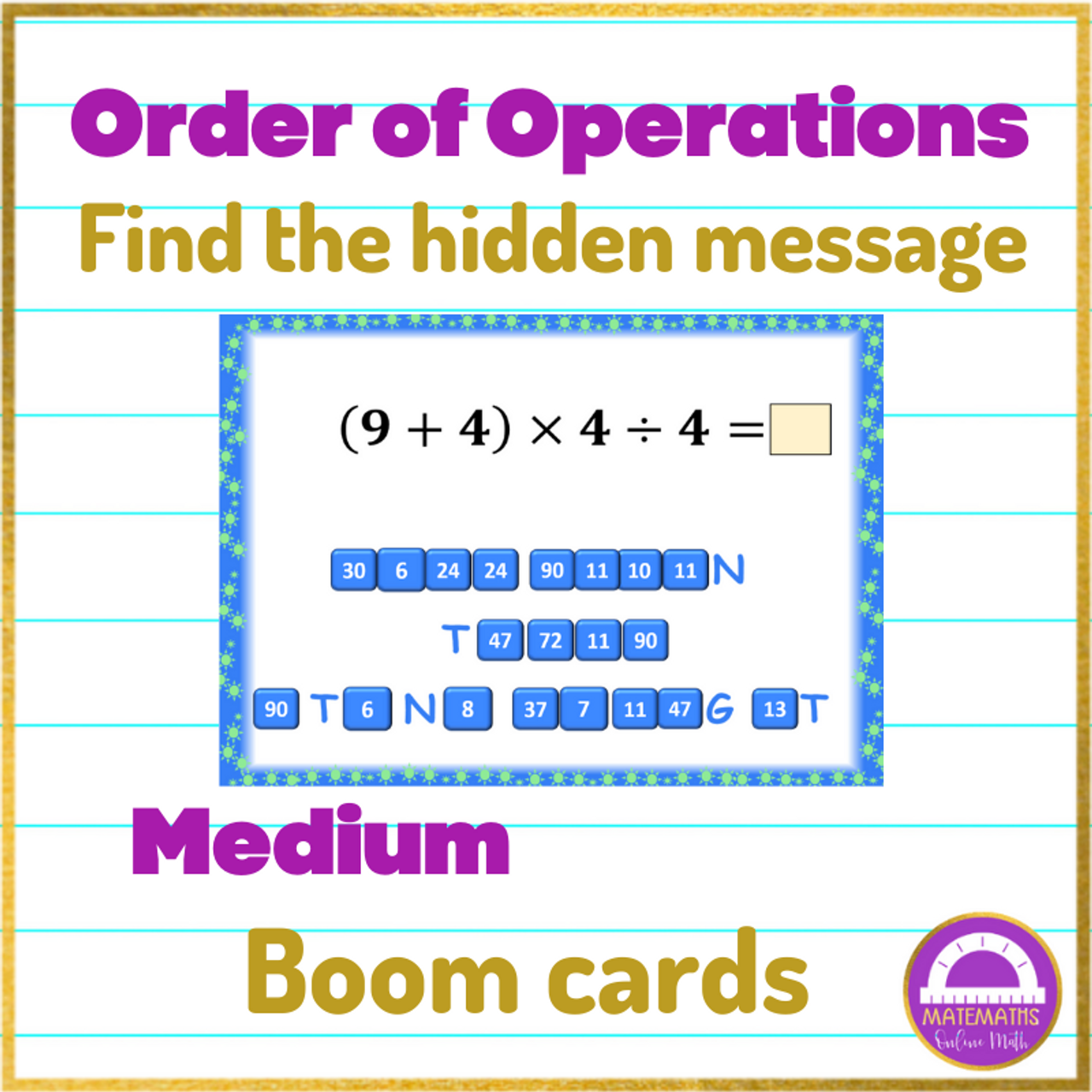 FREEBIE BOOM CARDS Order of Operations Worksheets