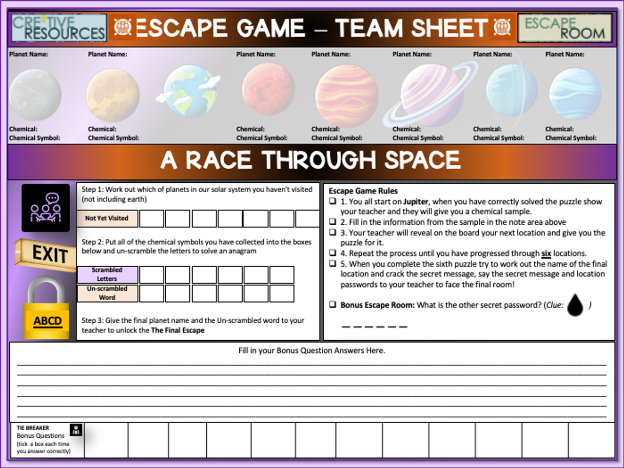 Space and Physics Science Escape Room 