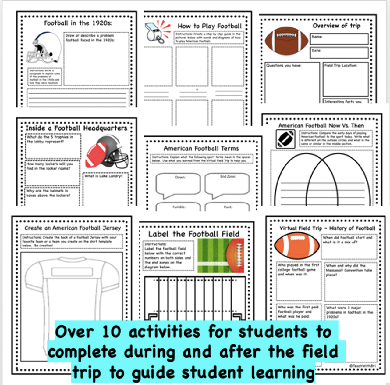 Digital Version - Virtual Field Trip American Football-  History and About the Game- Distance PE Lesson