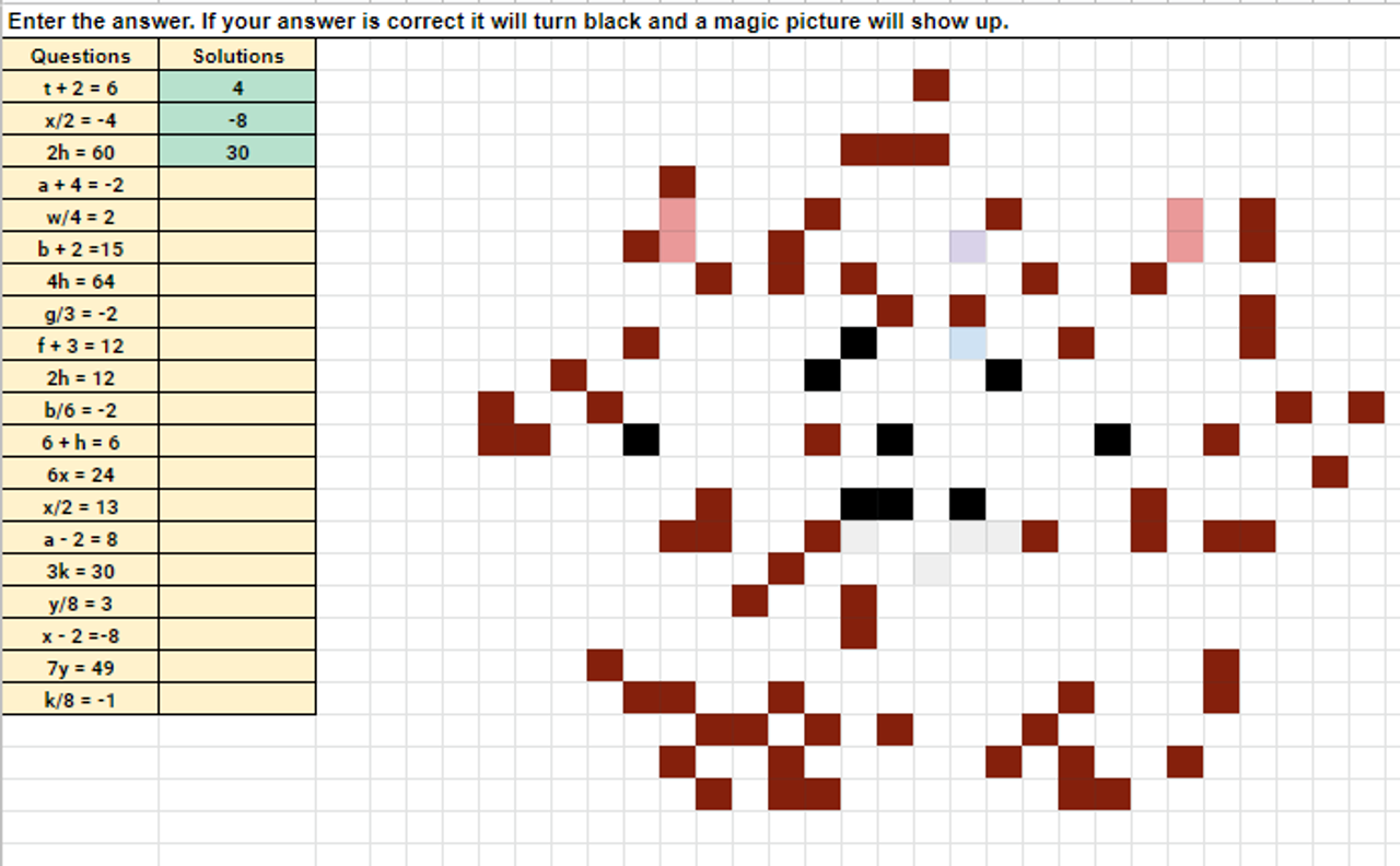 Solving One Step Equations Groundhog Pixel Art Activity