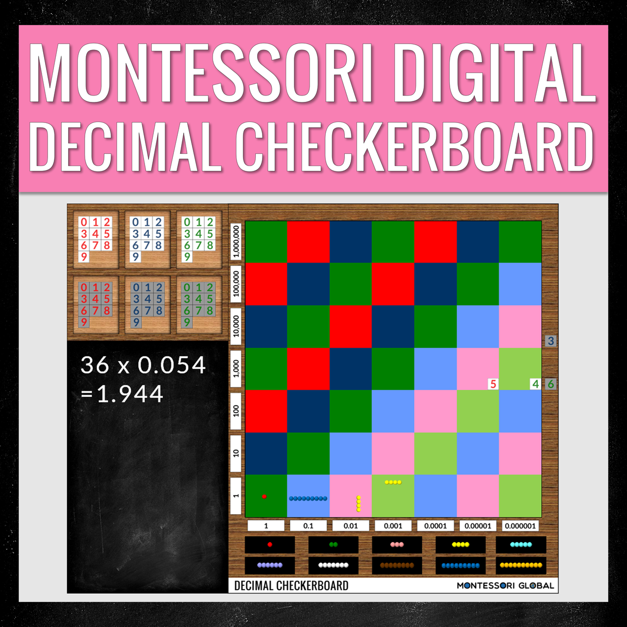 Montessori Digital Decimal Checkerboard 1