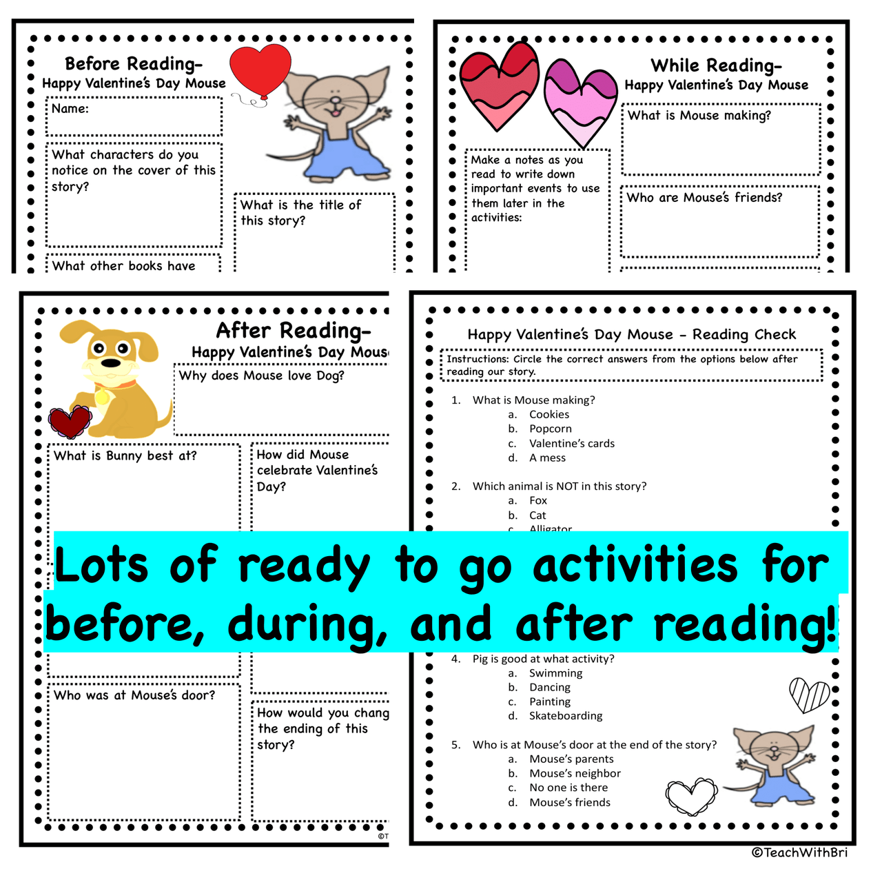 Happy Valentines Day Mouse Book Activity Pack Digital Google Drive