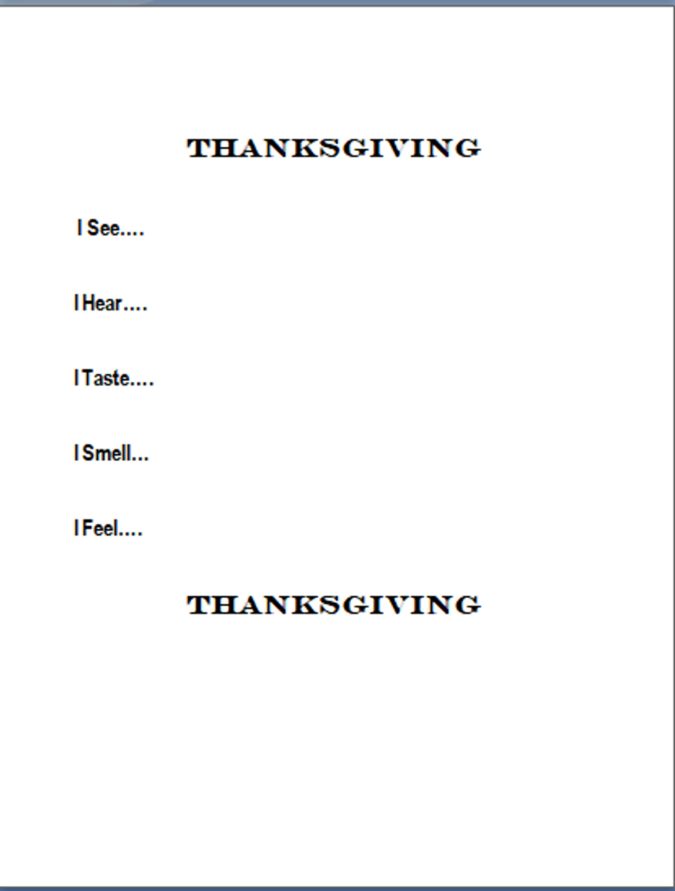 Thanksgiving Scaffolded Poem Exercise