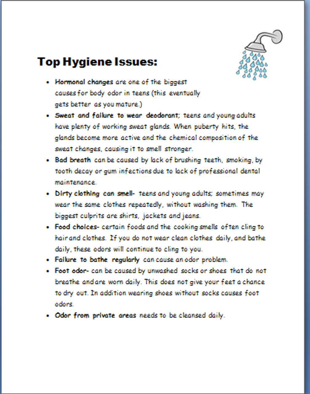 Hygiene Issues- Teen Lifestyle Guide
