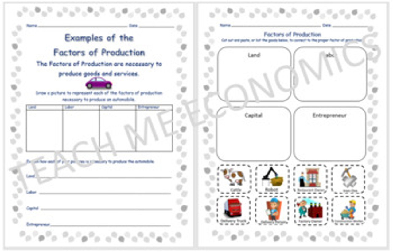 Factors of production worksheet answers