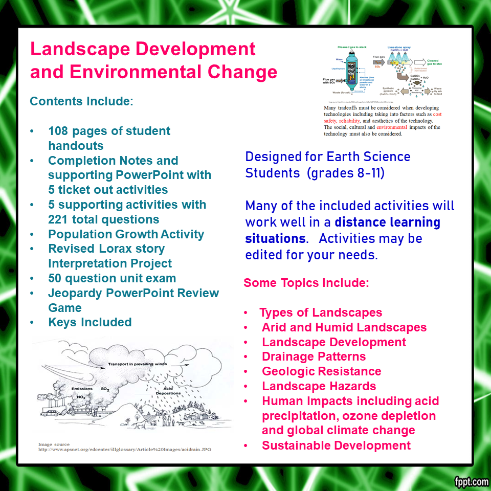 Landscape Development/Environmental Change Learning Activities