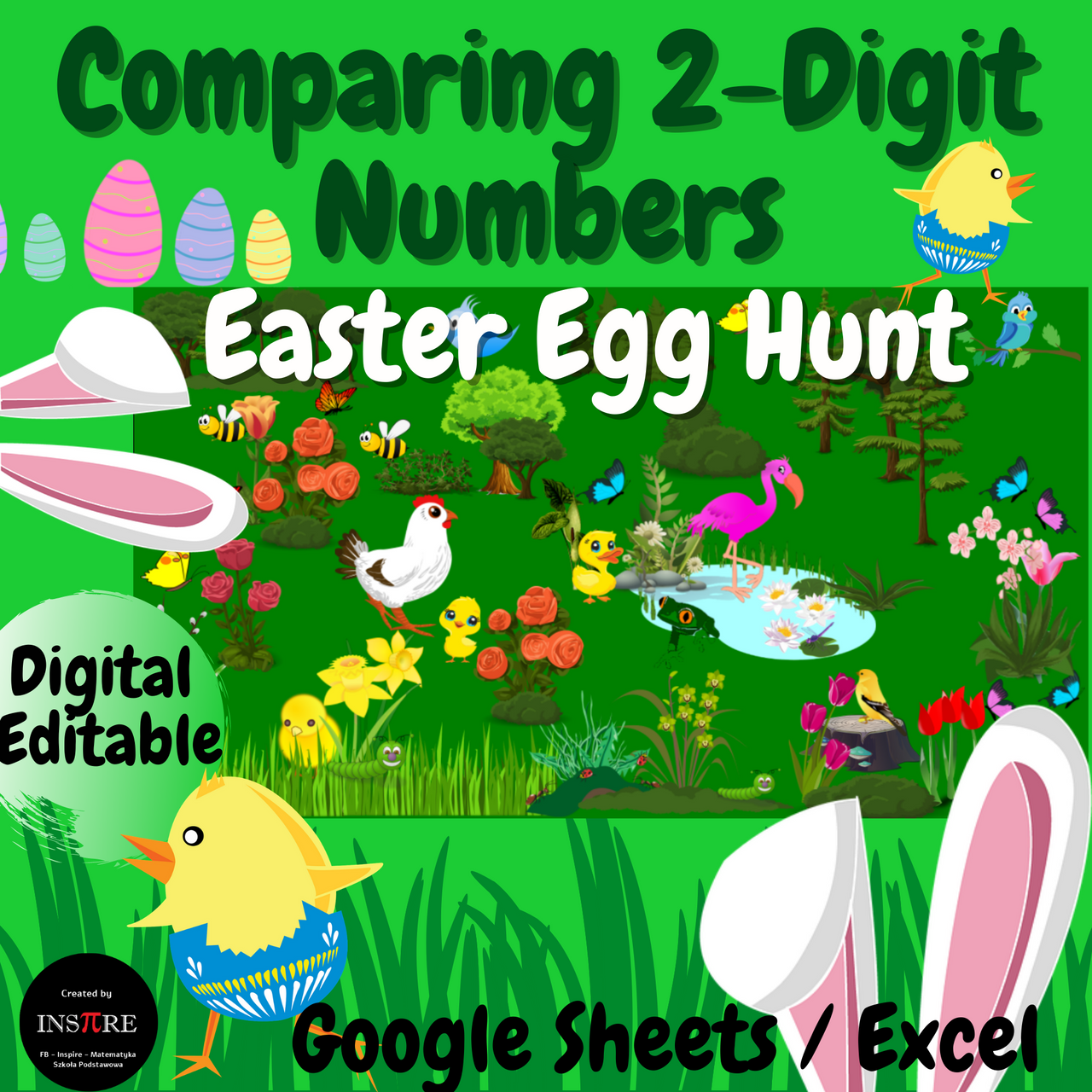 Digital Math Easter Egg Scavenger Hunt Pixel Art Comparing 2 Digit Numbers Amped Up Learning