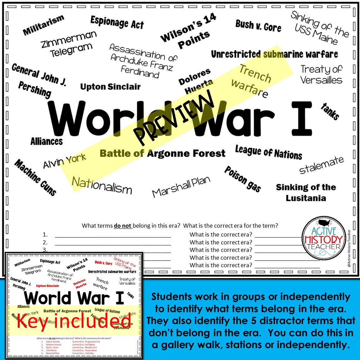 US History EOC Review Activity Eras Review What Doesn't Fit?