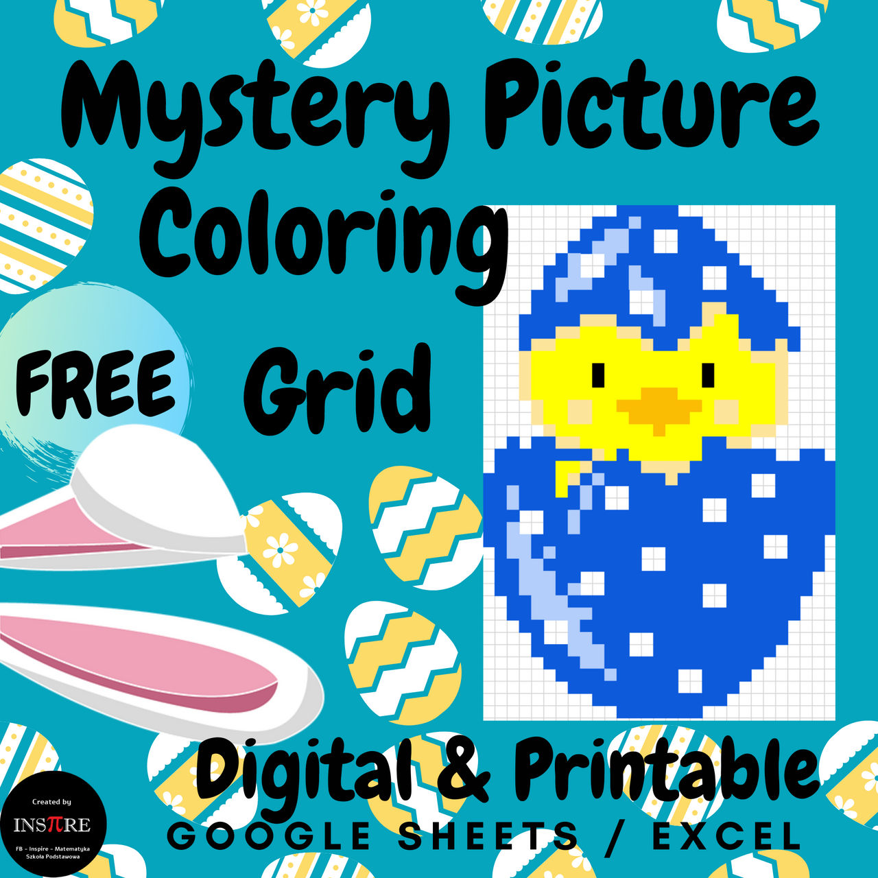 FREE Coding Easter Egg Mystery Picture - Coloring Grid Page Printable & Digital