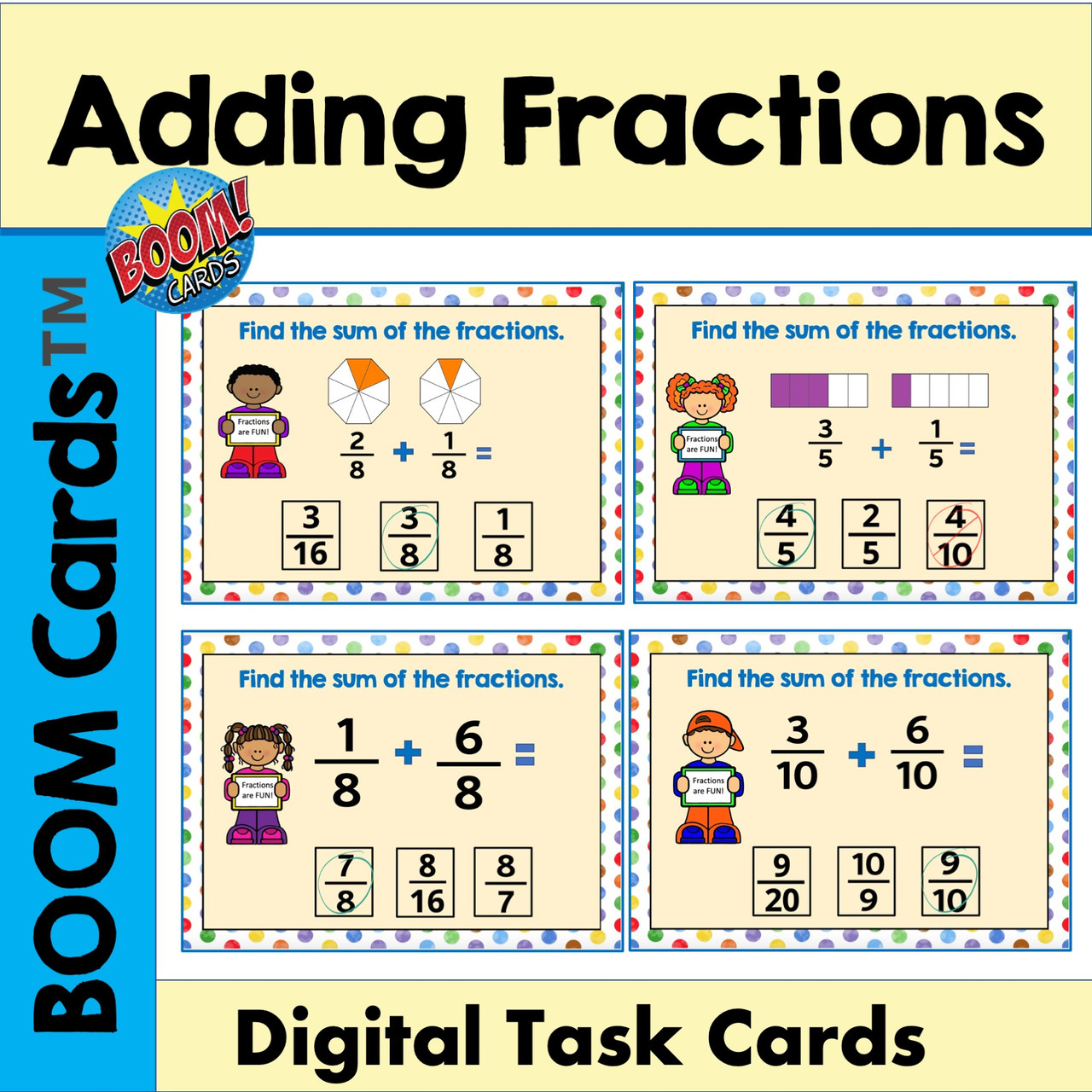 Adding Fractions Boom Cards