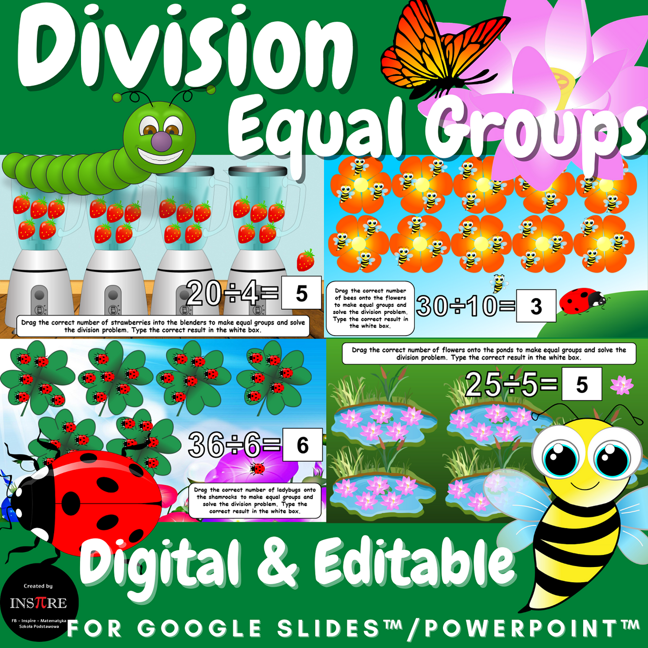 3rd Grade Math Spring Division Equal Groups in Google Slides EDITABLE & DIGITAL