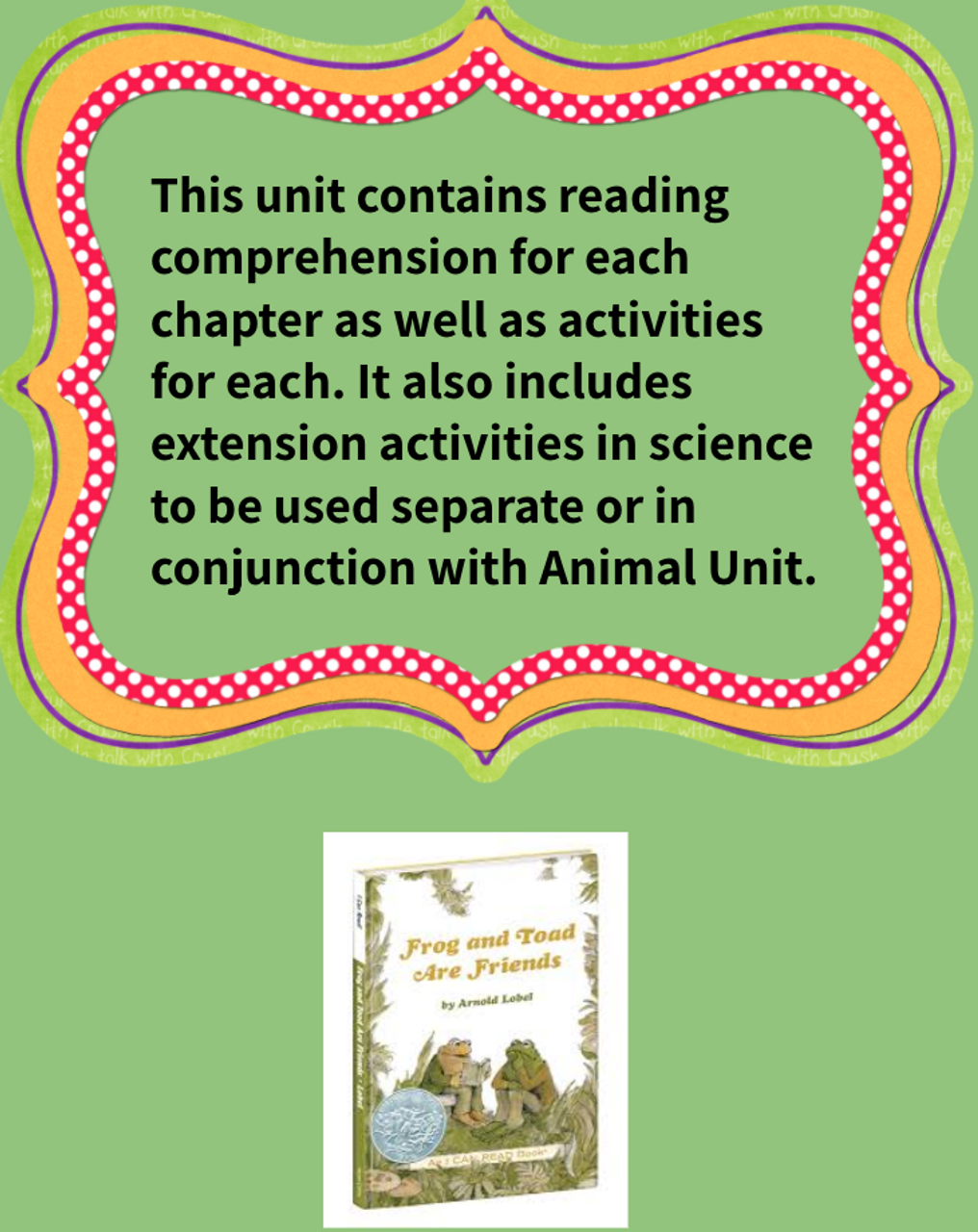 FROG & TOAD ARE FRIENDS READING & ACTIVITIES UNIT