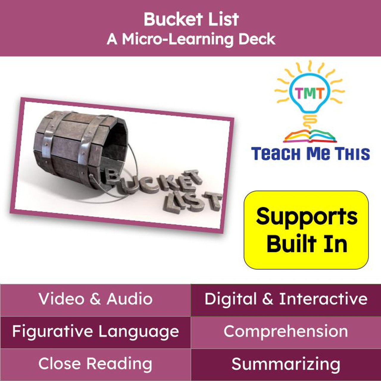 FREE Bucket List Figurative Language Reading Passage and Activities