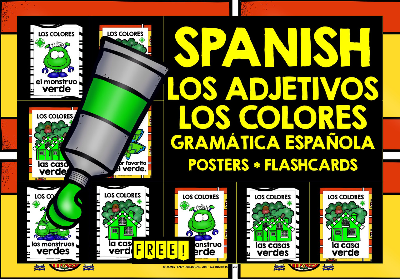 SPANISH COLORS FLASHCARDS POSTERS FREEBIE #2 - Amped Up Learning