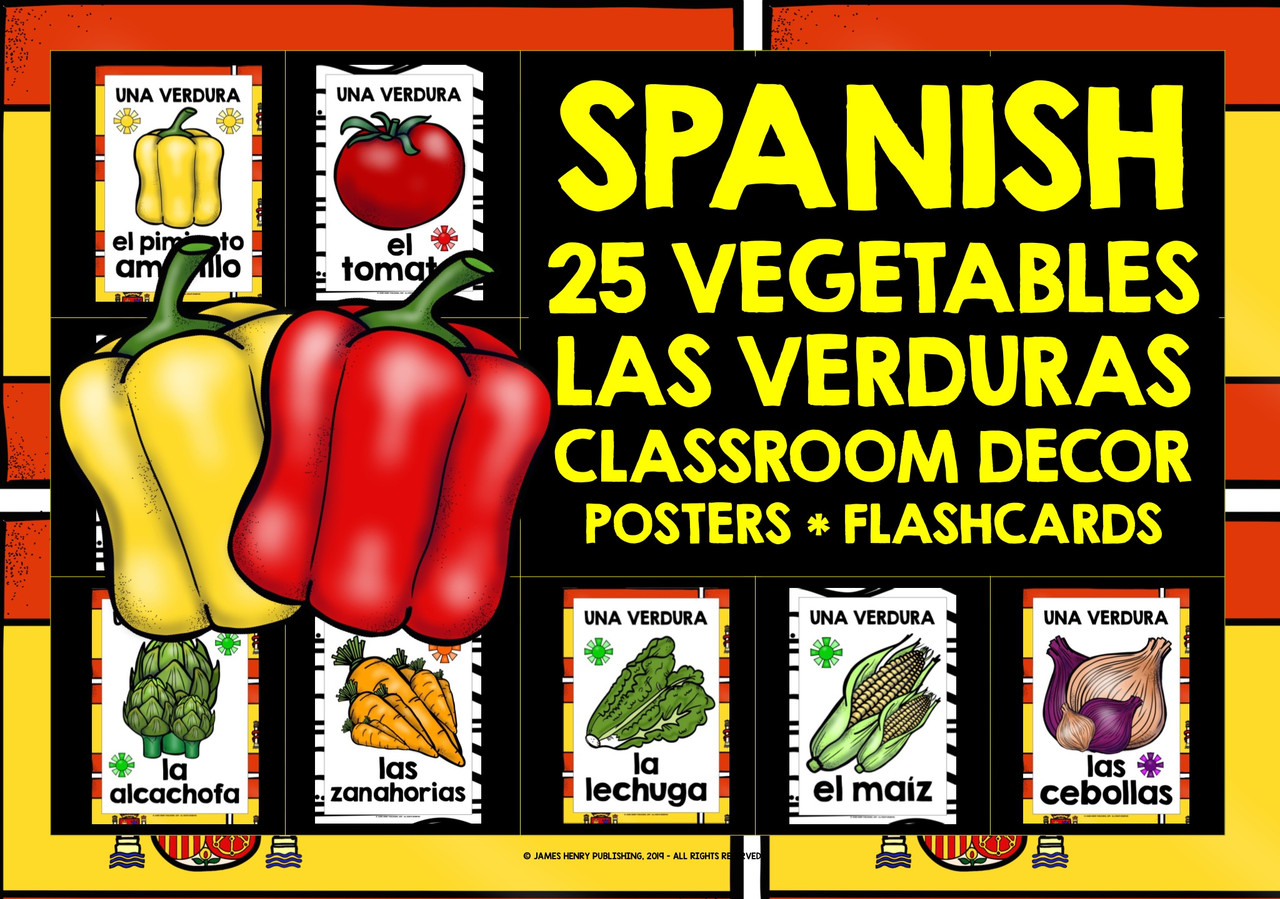 SPANISH VEGETABLES FLASHCARDS POSTERS