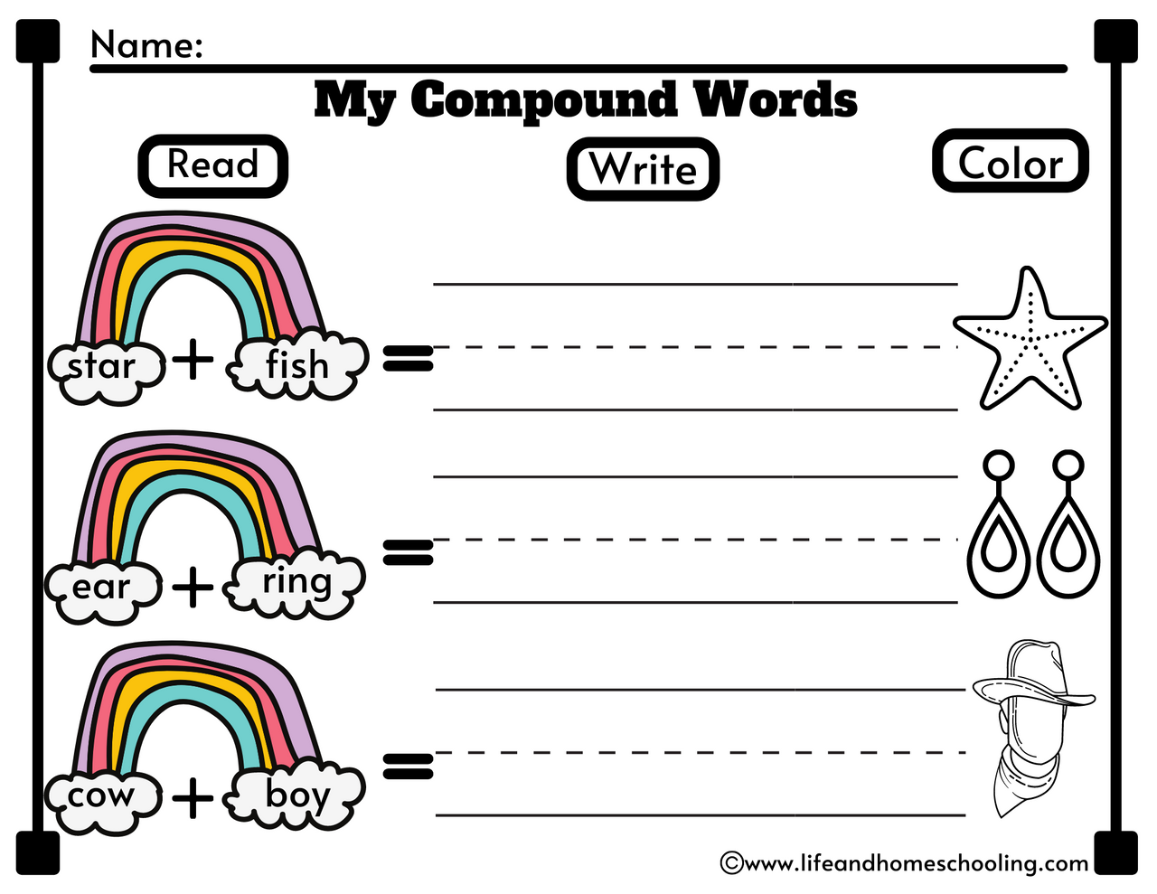 compound words with pictures worksheets