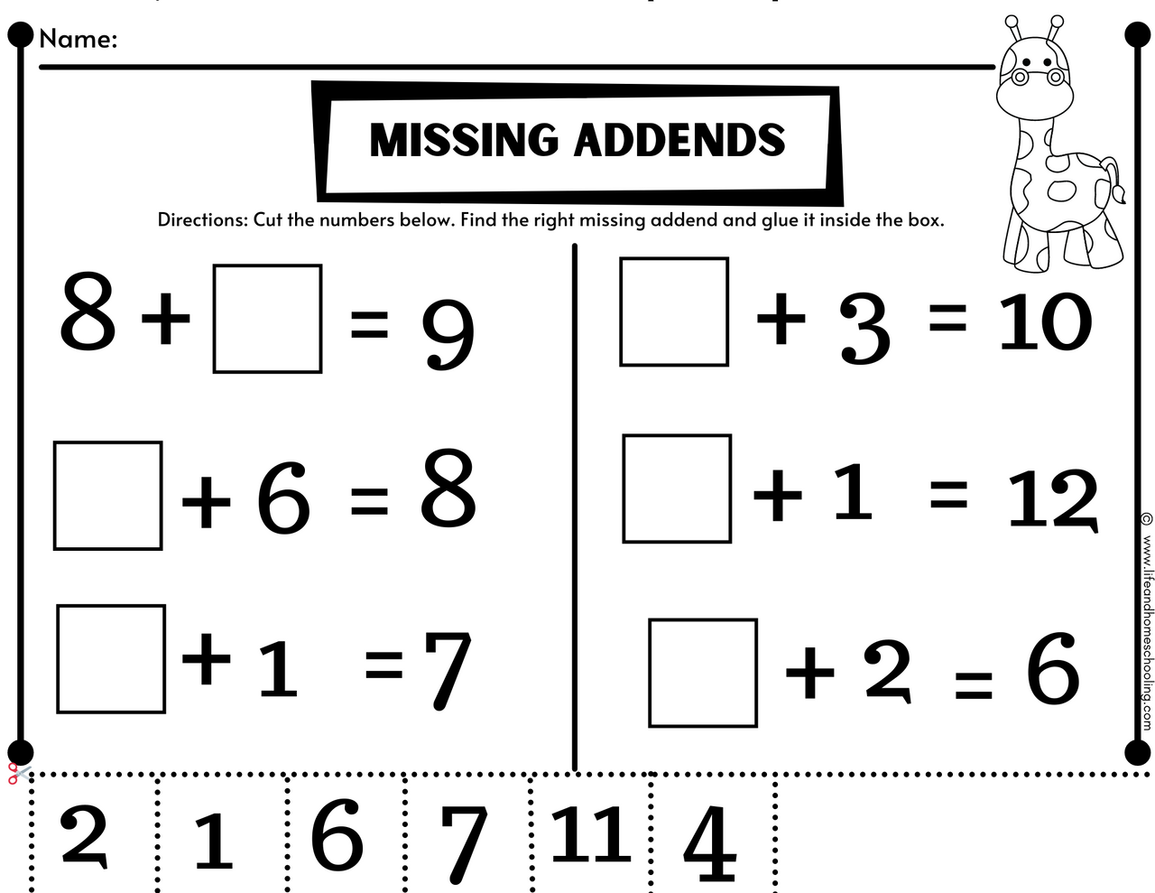 Second grade math worksheets missing addends