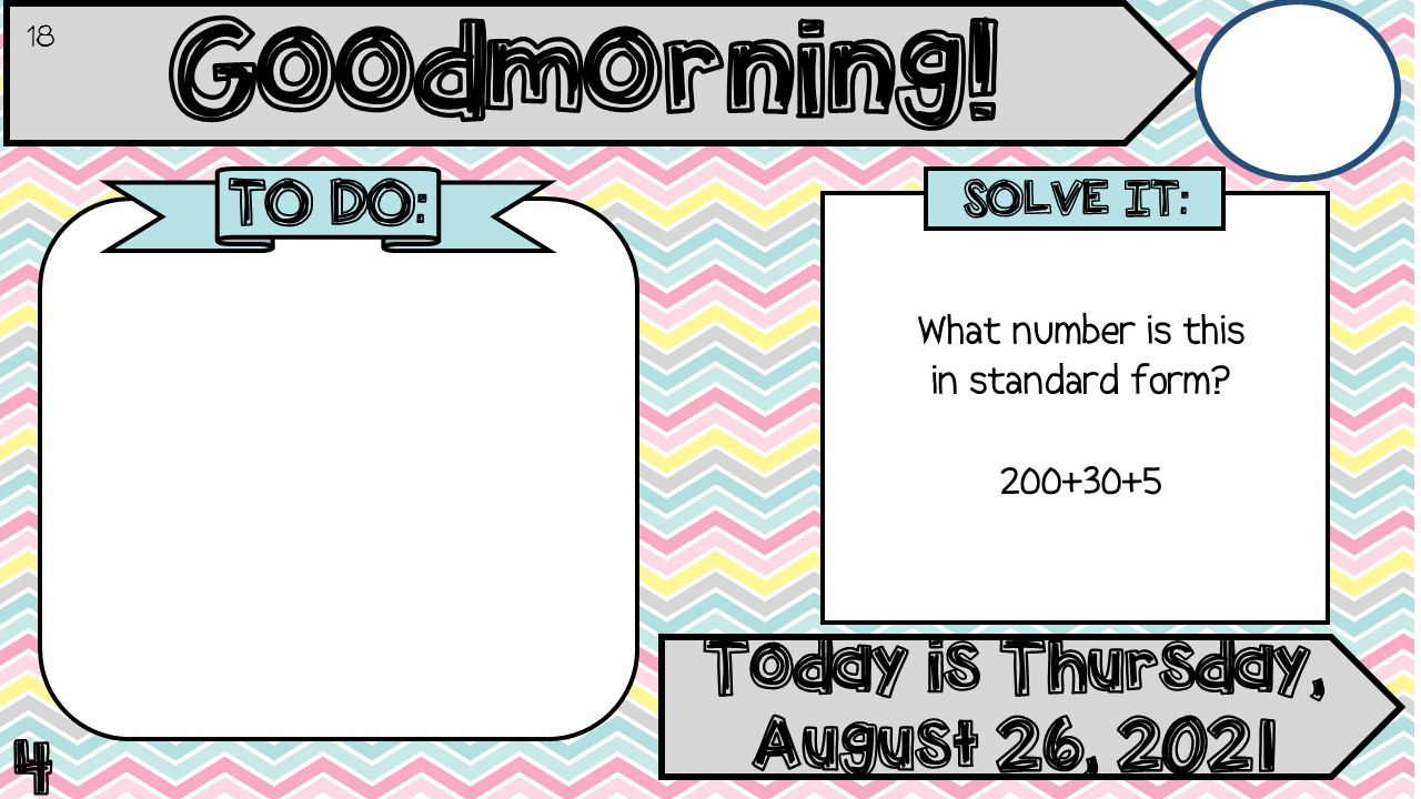 August Editable Morning Message (Math Solve It's)