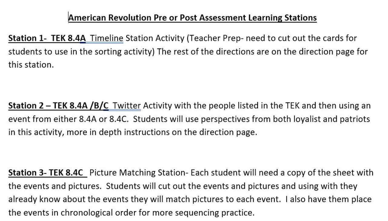 American Revolution Centers/Stations