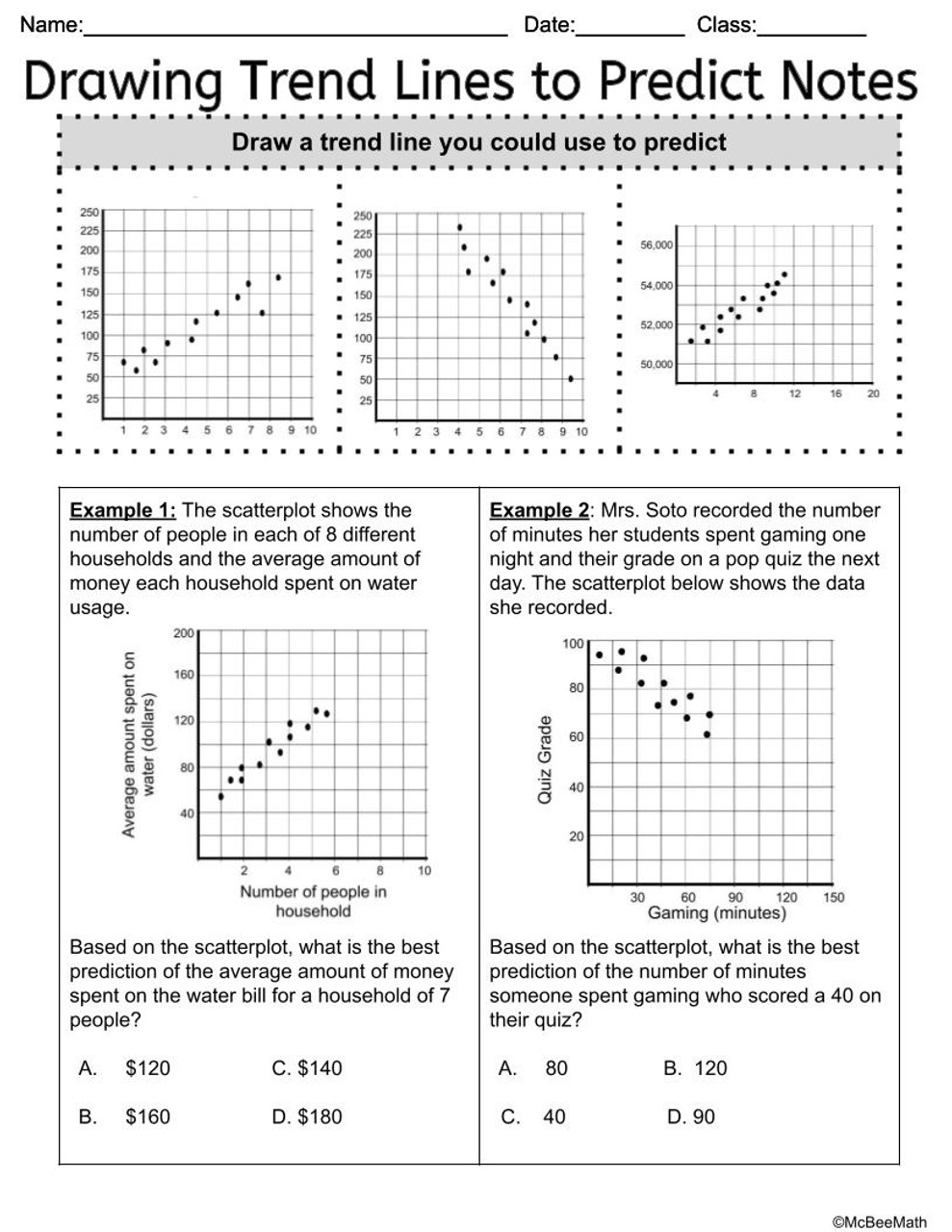 21th Grade Data and Graphs Pertaining To Scatter Plot Worksheet 8th Grade