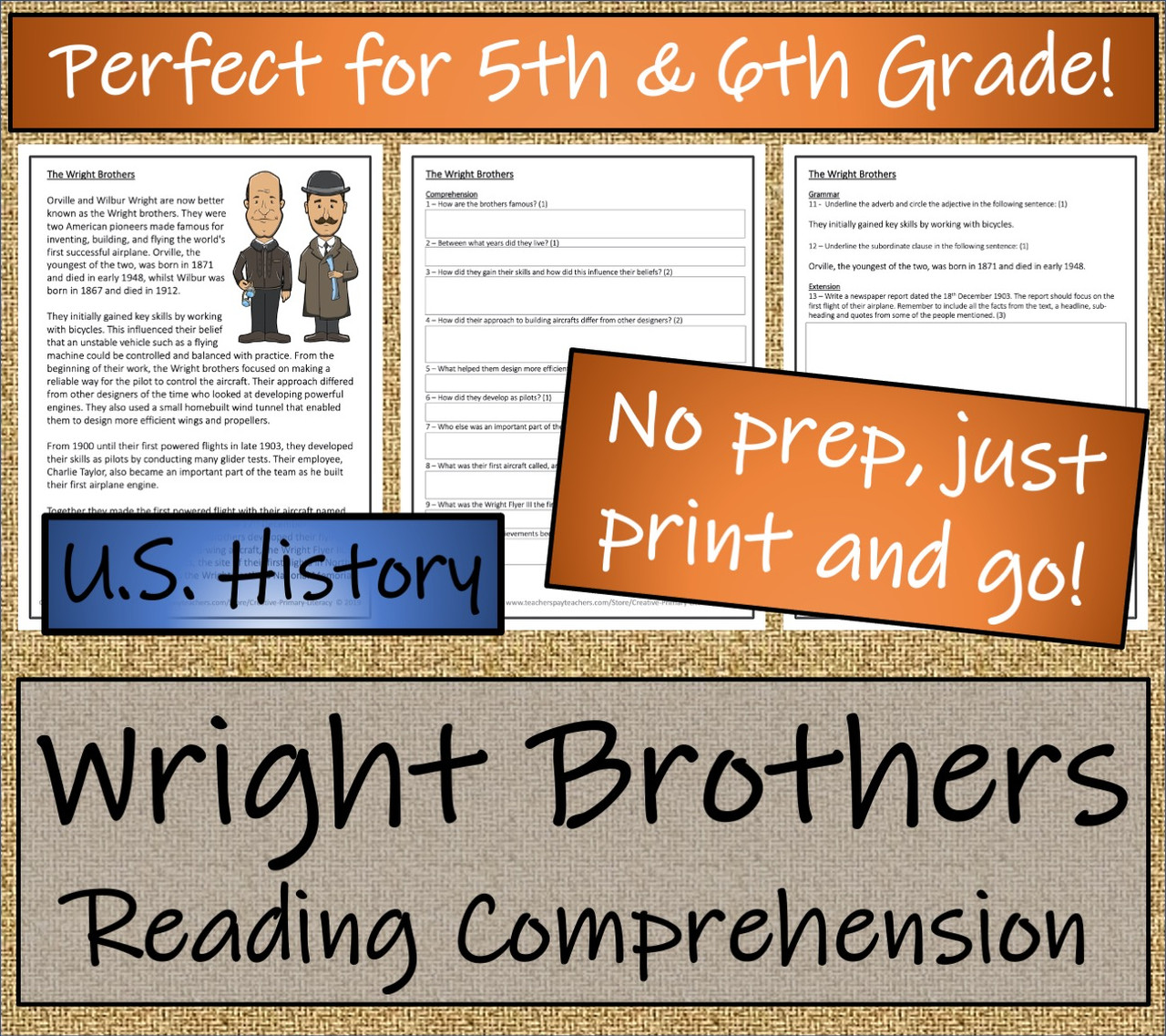 Wright Brothers Close Reading Activity | 5th Grade & 6th Grade