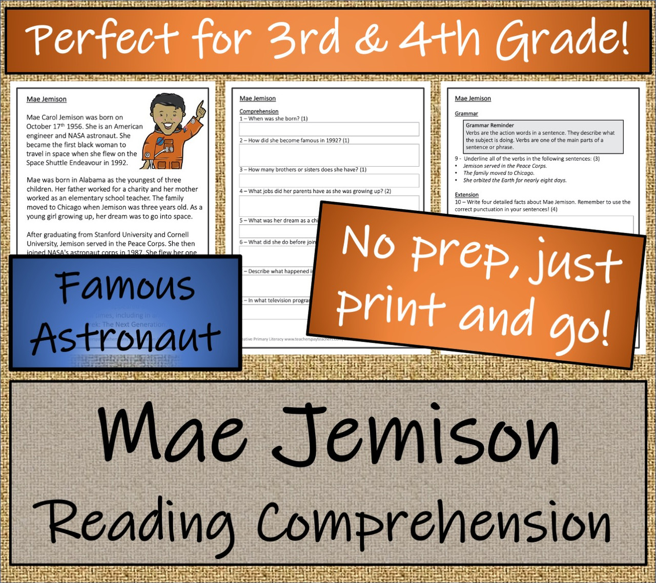 Mae Jemison Close Reading Activity | 3rd Grade & 4th Grade