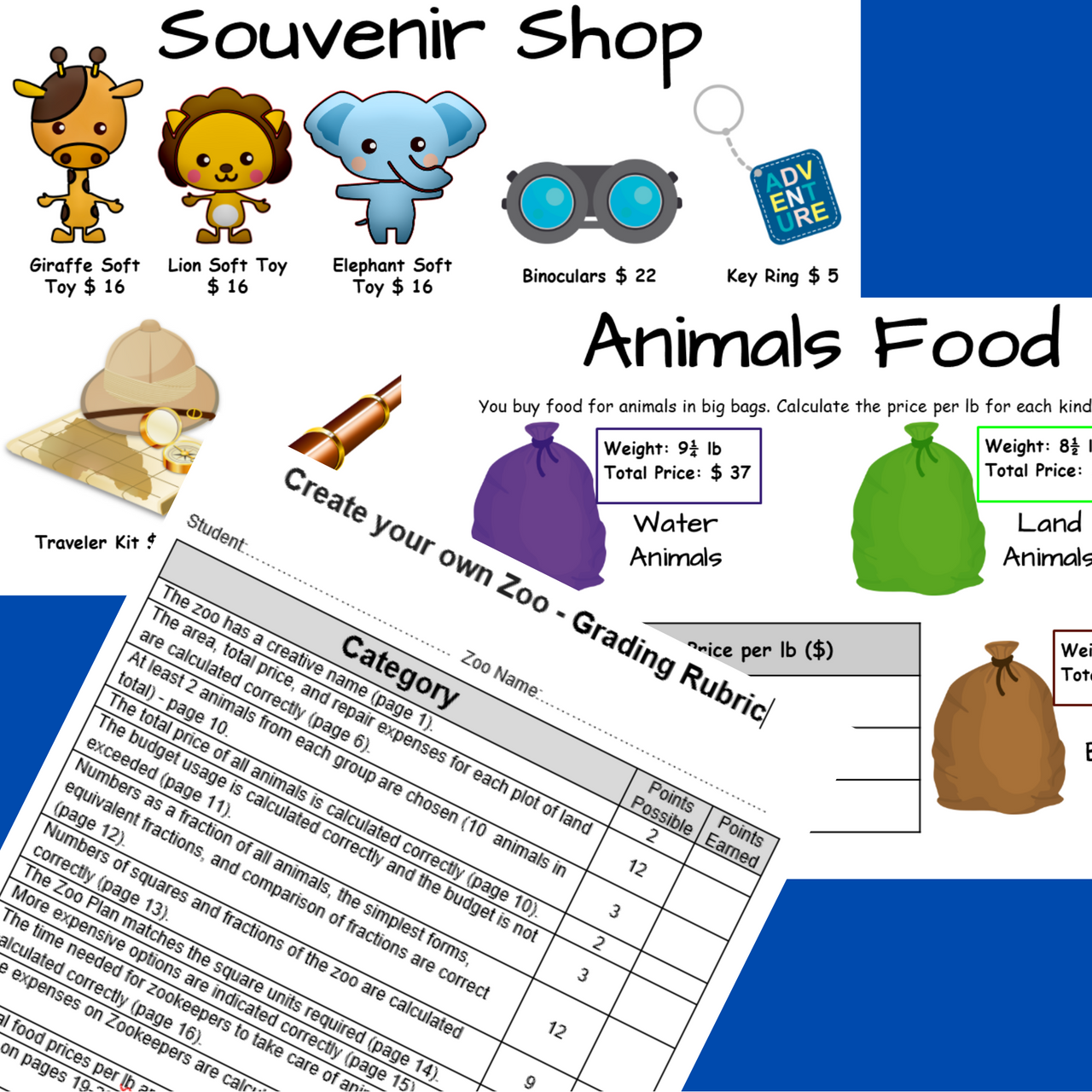 CREATE ZOO PBL Math Enrichment Summer FRACTIONS Project Based Learning Activity