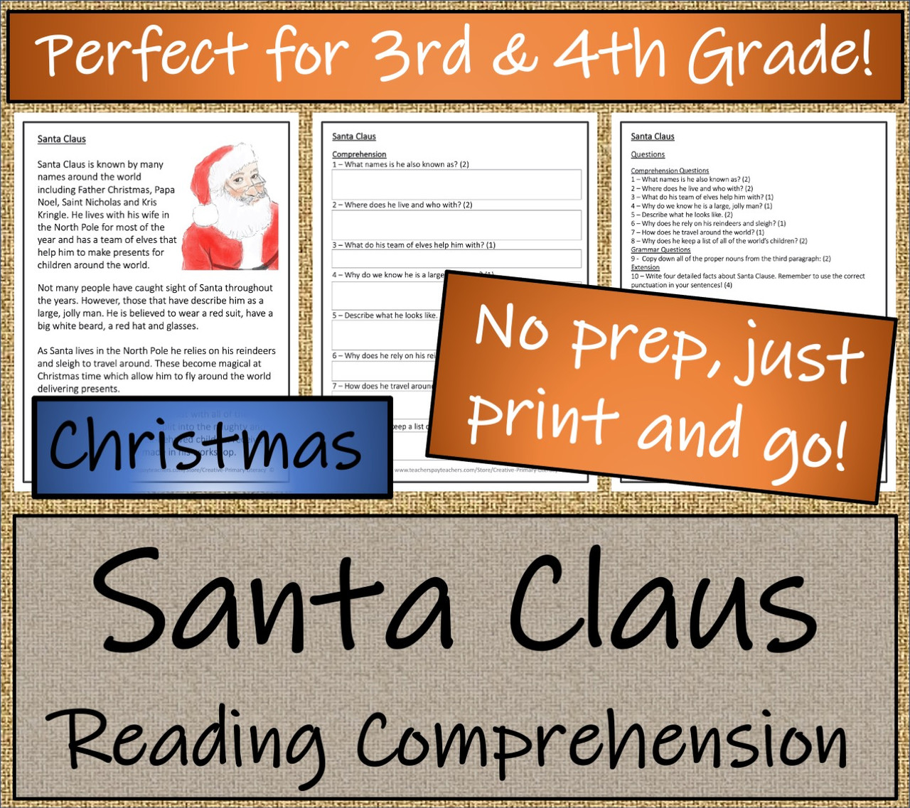 Santa Claus Close Reading Activity | 3rd Grade & 4th Grade