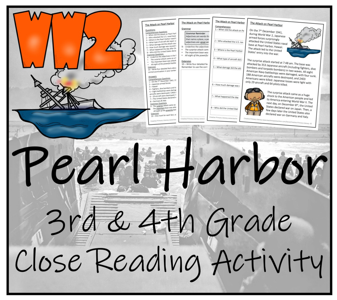 Attack on Pearl Harbor Close Reading Activity | 3rd Grade & 4th Grade